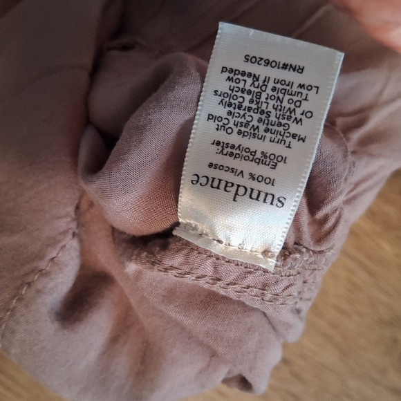 Sundance Tabia Tan Embroidered Drawstring Waist Pants Size L - Picture 6 of 8